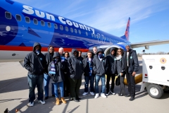 Education and Basketball Enrichment Program winners get a behind-the-scenes look at Sun Country Airlines during visit to Minnesota.